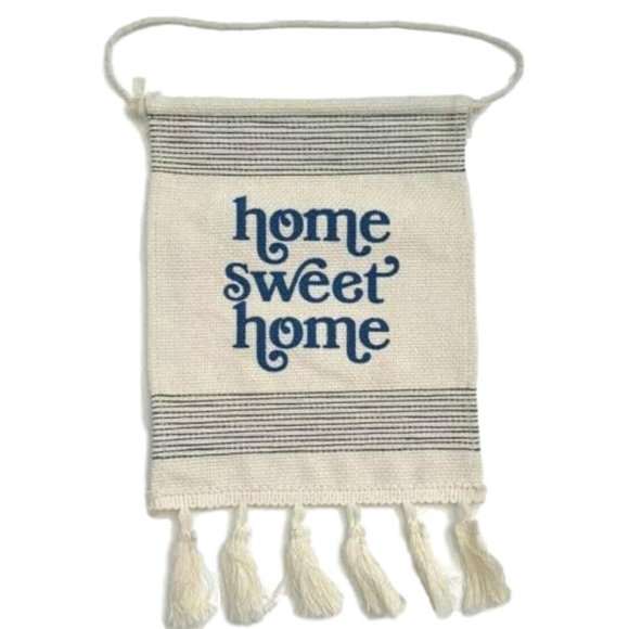 Other - Home Sweet Home Burlap Hanging Sign With Tassels